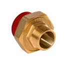 Unión tres piezas desmontable macho redfire PP-R ROJO, referencia P-200020-RFDM de la serie redfire de Heliroma. Medida: 20x1/2